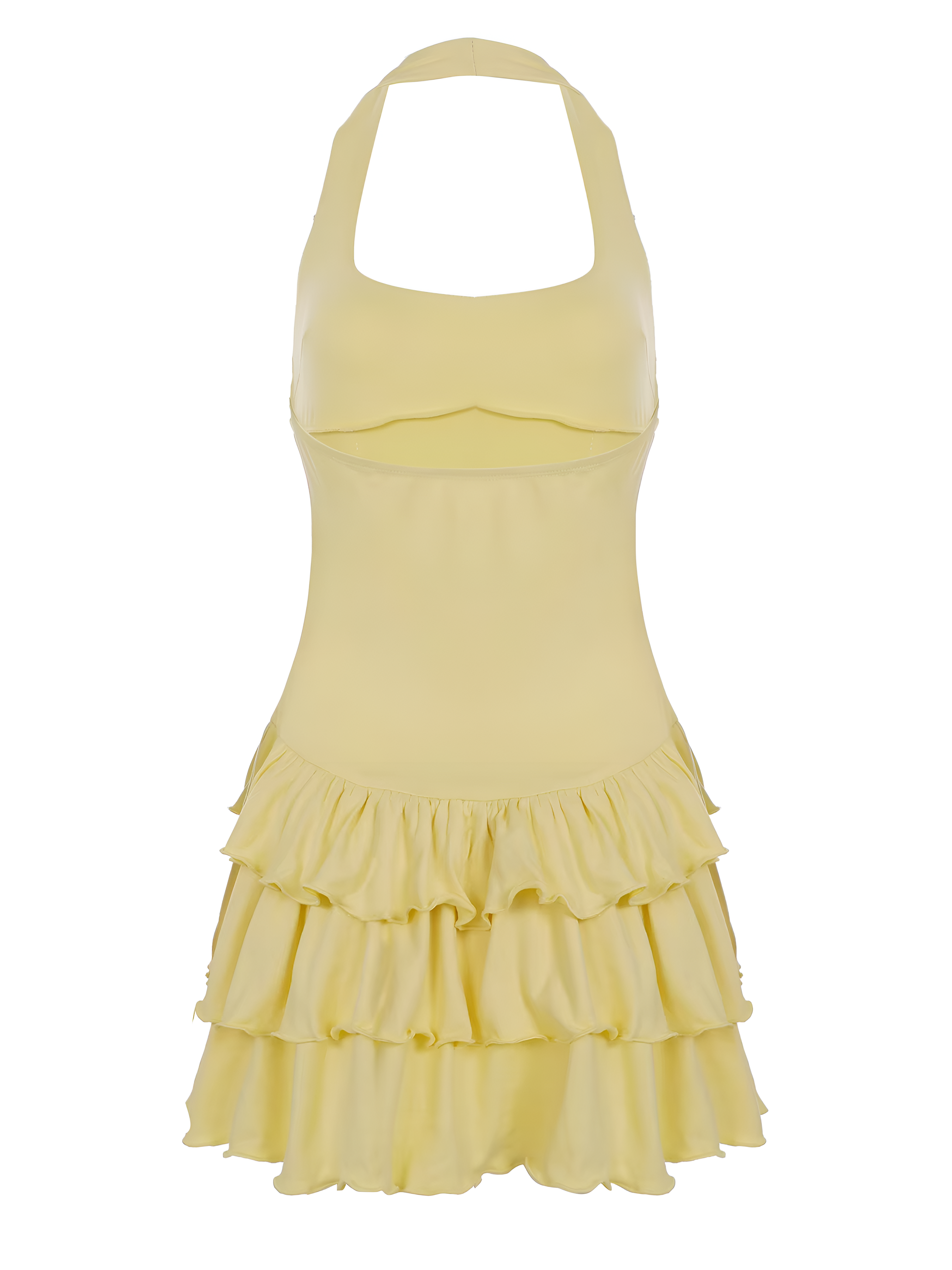 Women's Mini Halter Neck Ruffle Hem Bodycon Summer Dress - Calestra