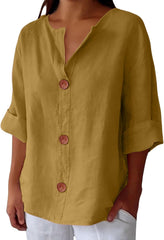 ✦ Calestra™ | Livia Linen Button Blouse