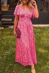 Sandra Elegant V-Neck Maxi Dress - Calestra