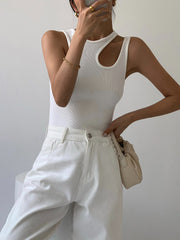 Semi-Sheer Cutout Tank Top - Calestra