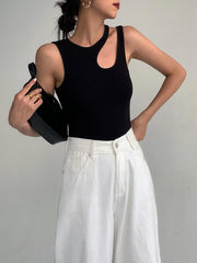 Semi-Sheer Cutout Tank Top - Calestra