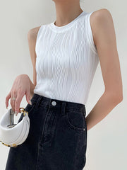 Solid Wavy Textured Tank Top - Calestra