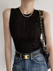Solid Wavy Textured Tank Top - Calestra