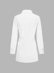 Semi-Sheer Button Down Tied Long Shirt - Calestra