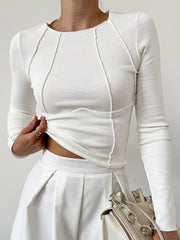 Basic Piping Long Sleeve Top - Calestra