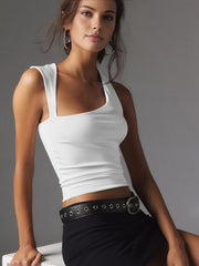 Asymmetric Neck Cut Out Tank Top - Calestra