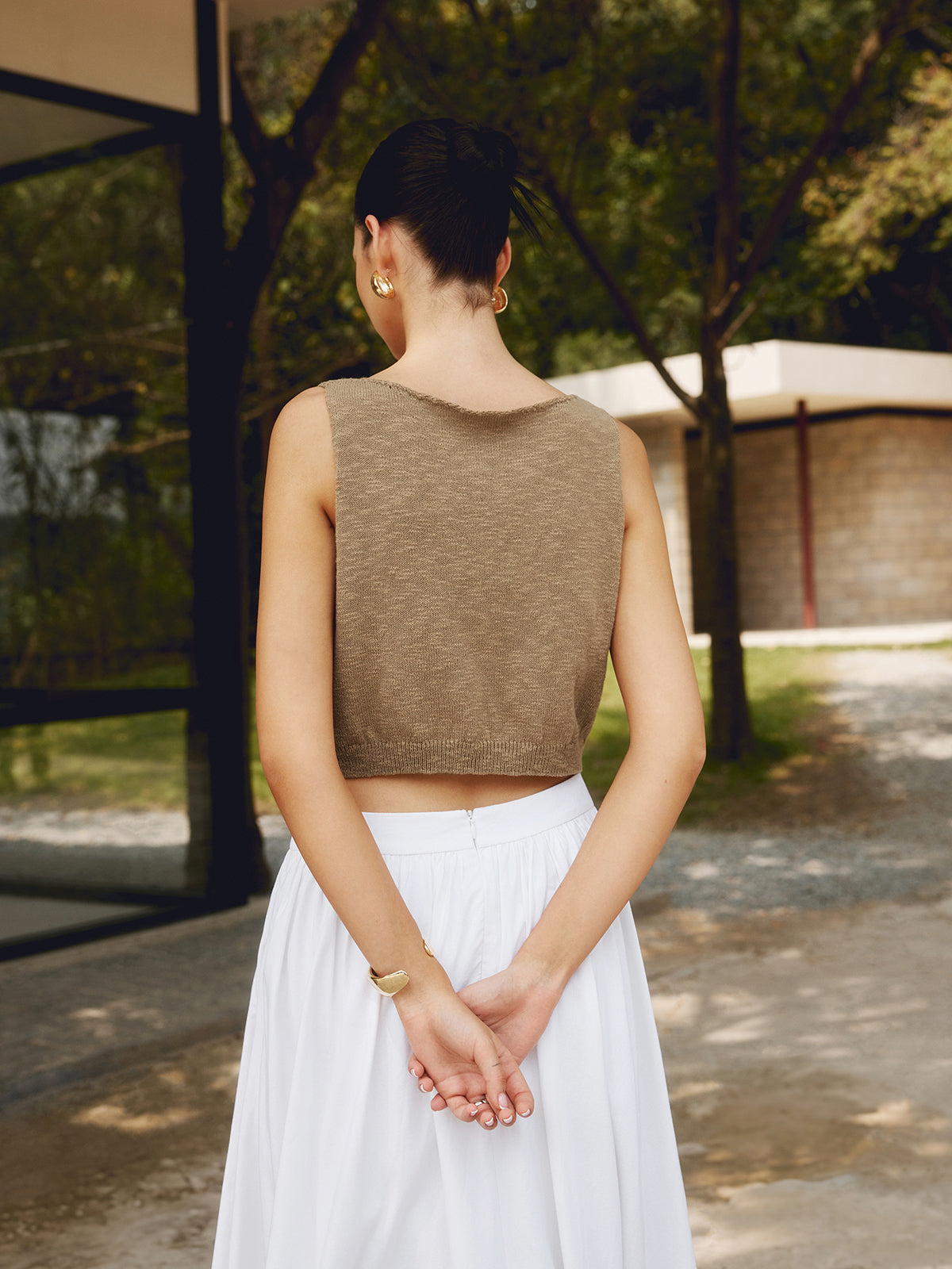 Cotton Blends Crop Tank Top - Calestra