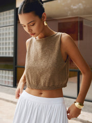 Cotton Blends Crop Tank Top - Calestra