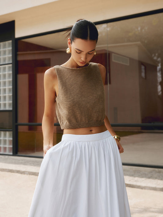 Cotton Blends Crop Tank Top - Calestra