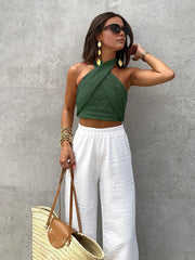 Cotton & Line Crisscross Halter Tank Top - Calestra