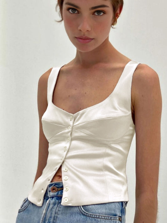 Casual Button-Front Strappy Top - Calestra