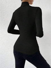Cross-Over Collar Pleated Cinched T-Shirt - Calestra