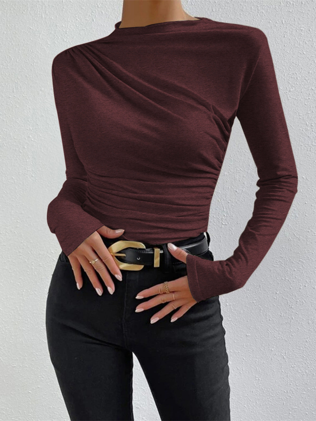 Ruching Long Sleeve Shirt - Calestra