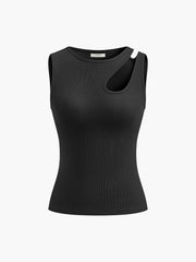 Semi-Sheer Cutout Tank Top - Calestra