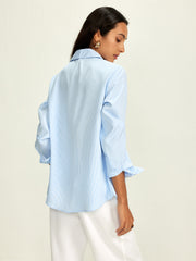 Lapel Pinstripe Versatile Shirt - Calestra
