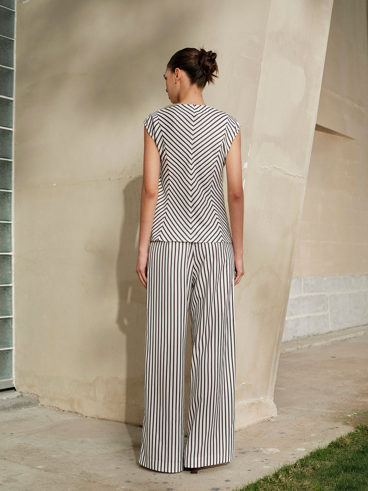 Striped Metal Round-Neck Shirt With Belt - Calestra