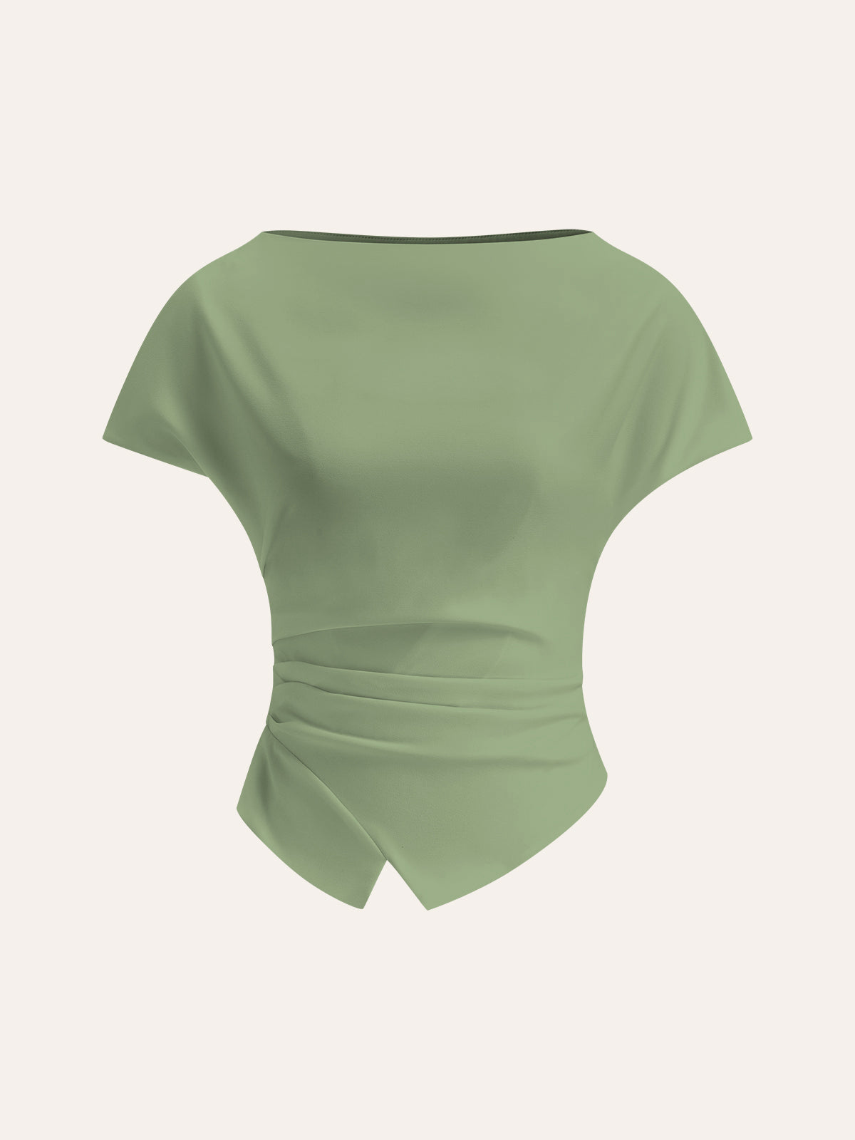 Asymmetric Hem Ruched T-Shirt - Calestra