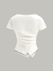 Asymmetric Hem Ruched T-Shirt - Calestra
