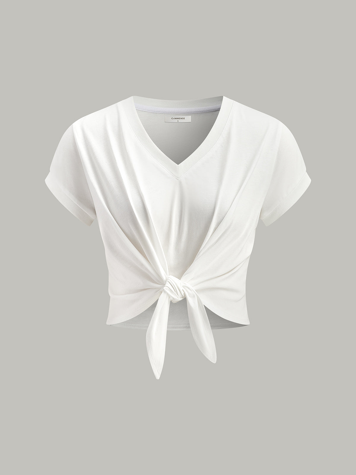 Knot Front V-Neck T-Shirt - Calestra
