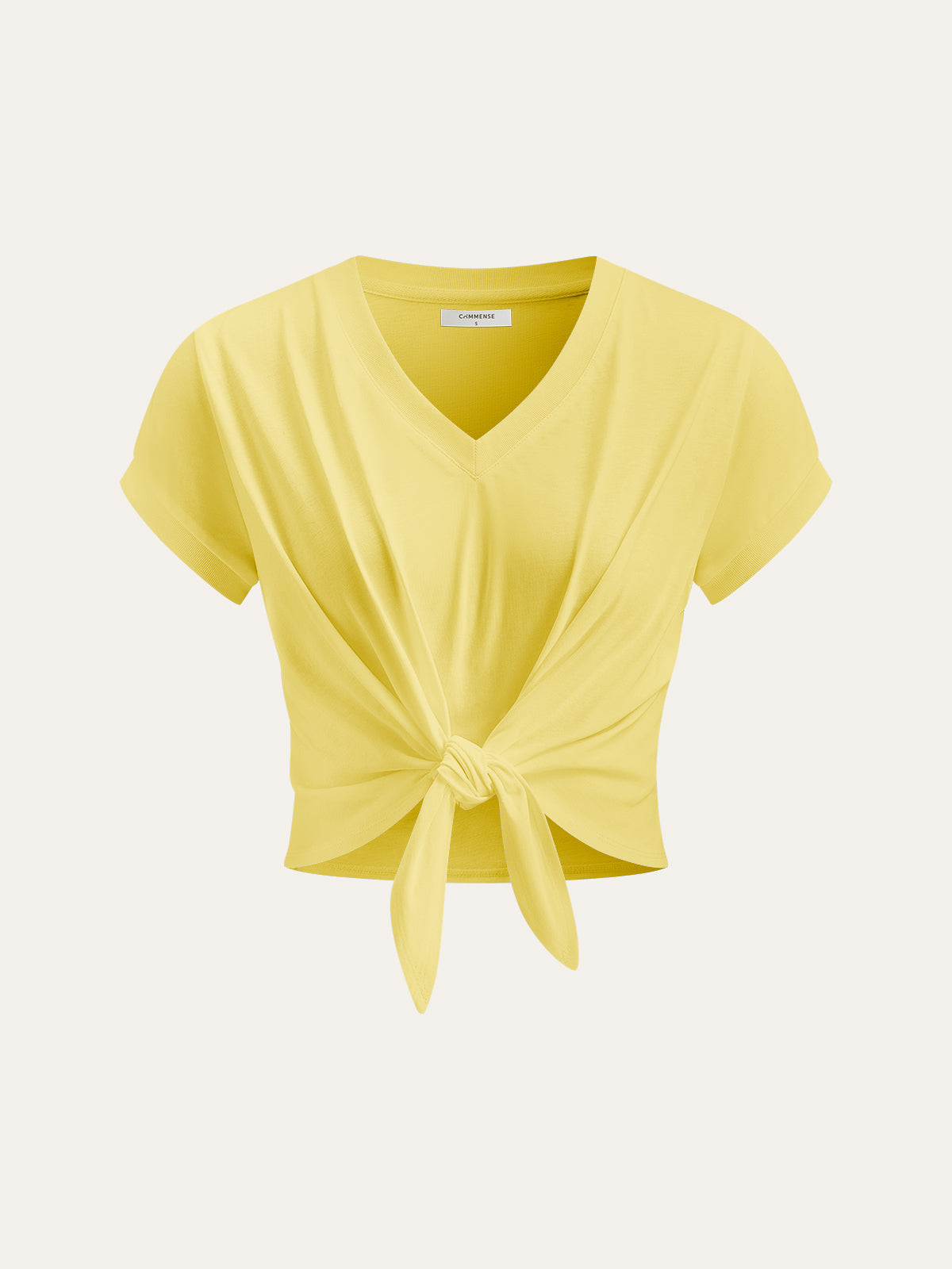 Knot Front V-Neck T-Shirt - Calestra