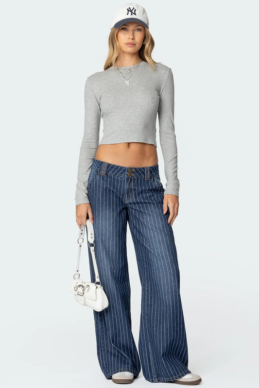 ✦ Liora Pinstripe Low-Rise Jeans