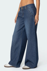 ✦ Liora Pinstripe Low-Rise Jeans