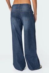 ✦ Liora Pinstripe Low-Rise Jeans