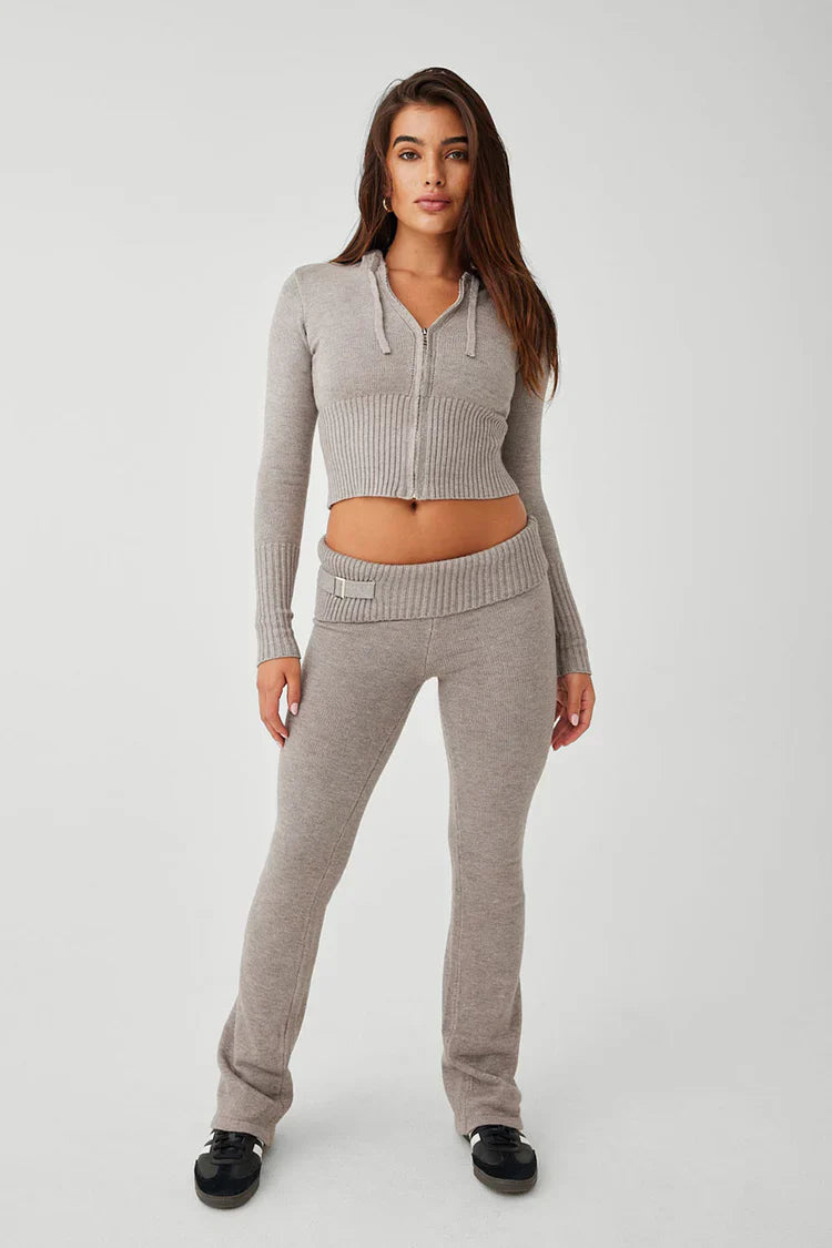 Anne™ -  Zip Up Hoodie, Comfy Jeans Set - Calestra