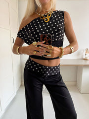 ✦ The Luna Dot Mesh Off-Shoulder Top ✦
