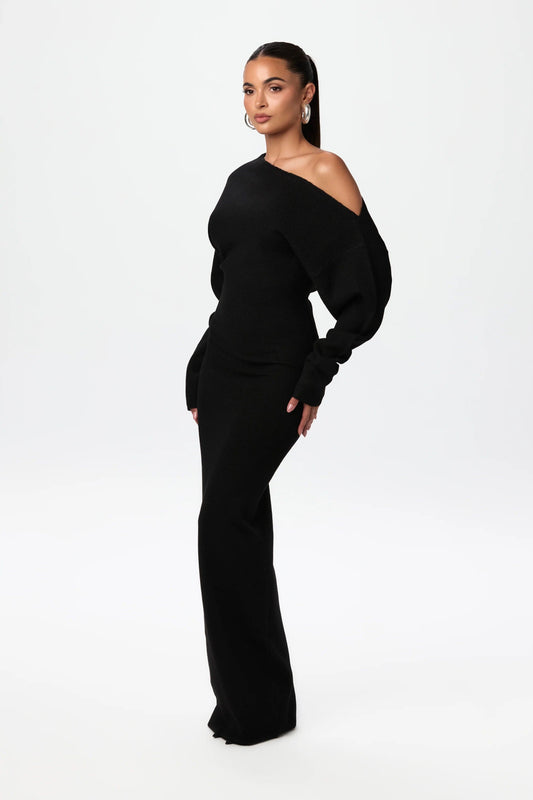 Lisanne™ Lage Schouder Sweater Jurk - Calestra