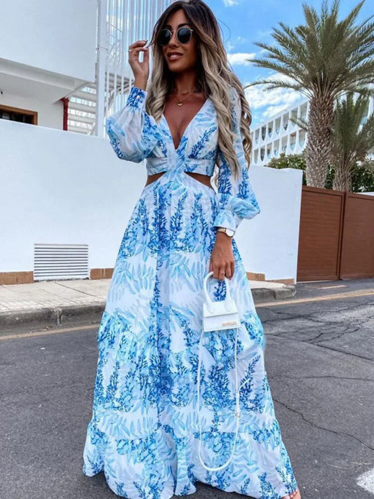 Amélie V-Neck Maxi Dress - Calestra