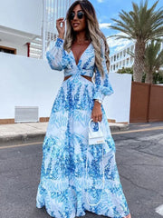 Amélie V-Neck Maxi Dress - Calestra