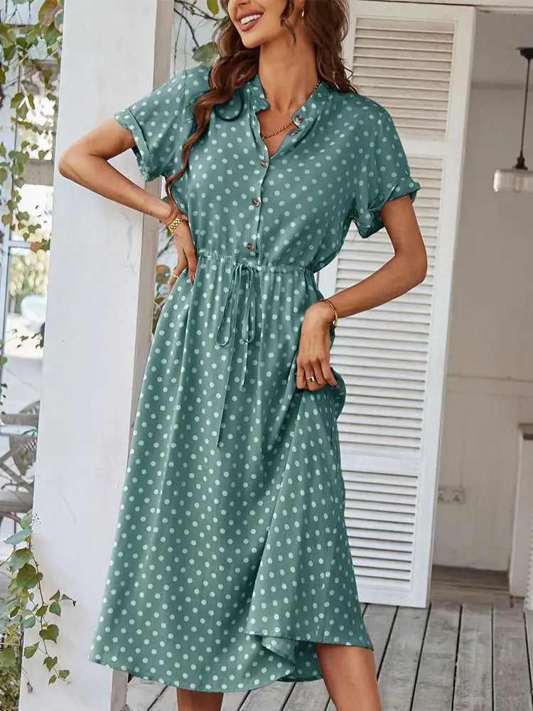 Dotarie™ Polka Midi Shirt Dress - Calestra