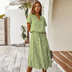 Florienne™ Vintage Waist-Tie Shirt Dress - Calestra