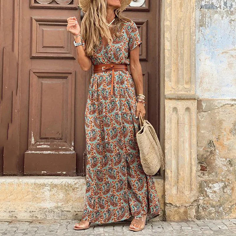 Vivienne | Floral Pleated Midi Dress - Calestra
