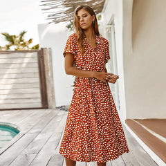 Florienne™ Vintage Waist-Tie Shirt Dress - Calestra