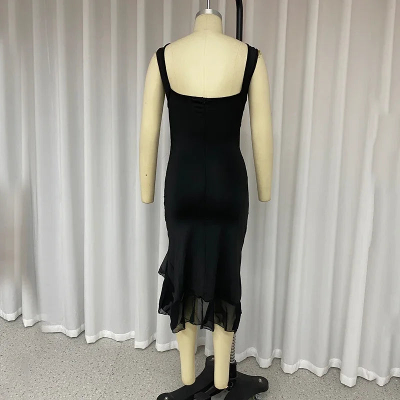 Lela™ Elegante Zwarte Rugloze Jurk - Calestra