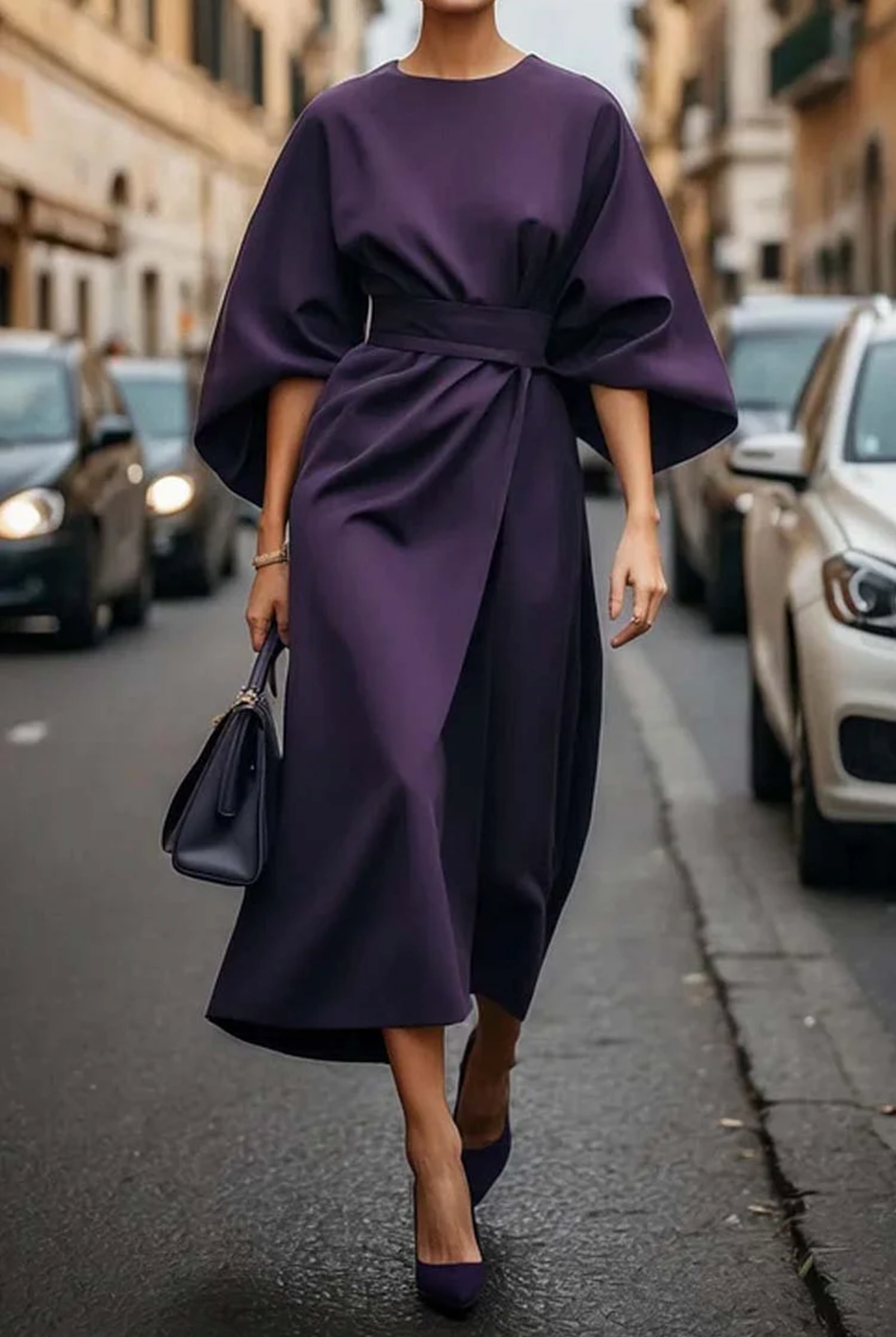 Véda – Luxe Lantern Sleeve Dress - Calestra