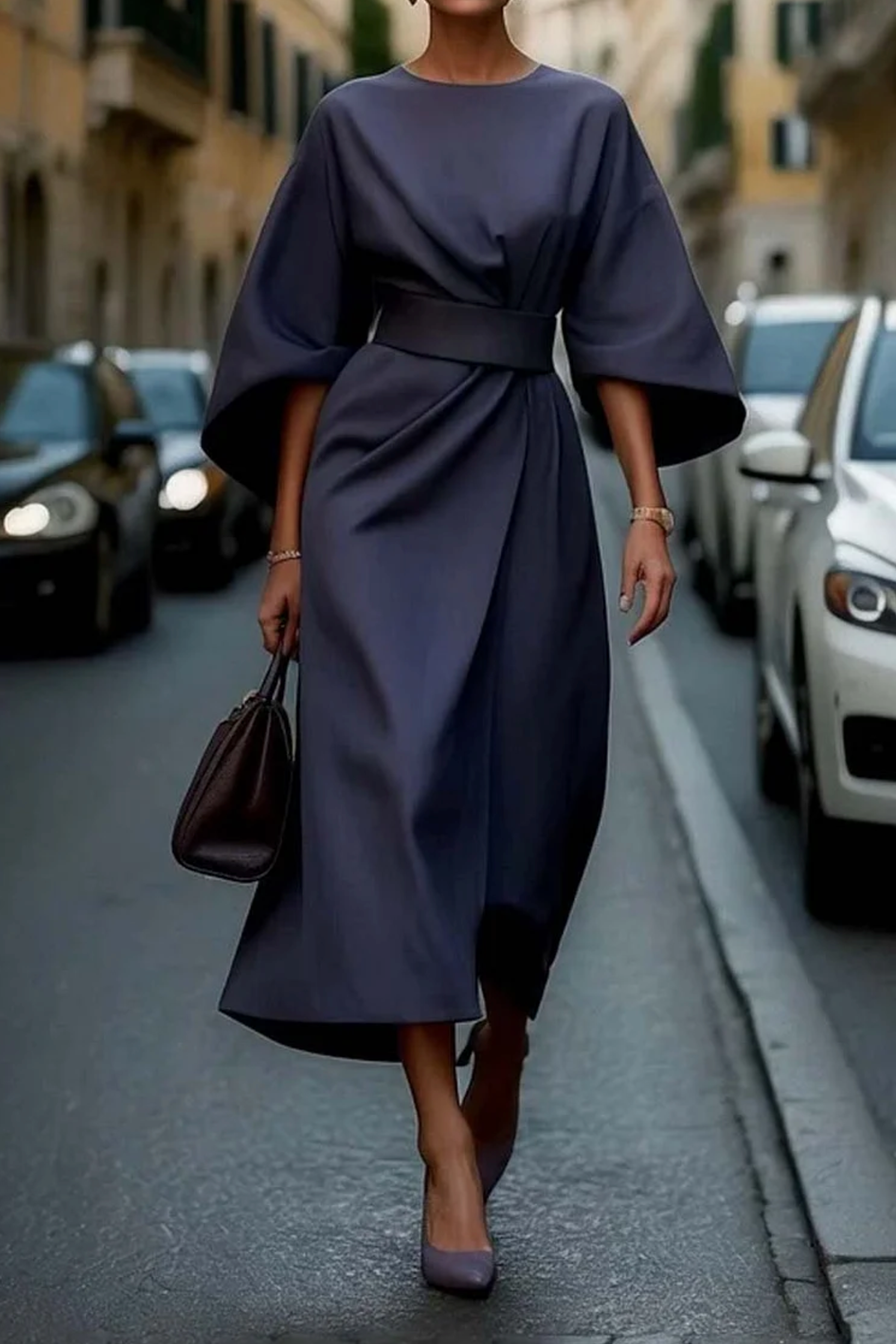 Véda – Luxe Lantern Sleeve Dress - Calestra