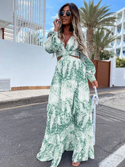 Amélie V-Neck Maxi Dress - Calestra
