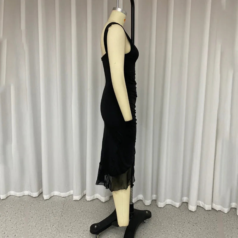 Lela™ Elegante Zwarte Rugloze Jurk - Calestra