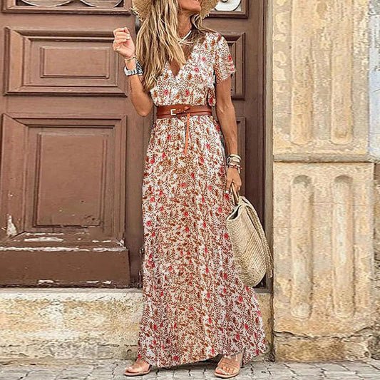 Vivienne | Floral Pleated Midi Dress - Calestra