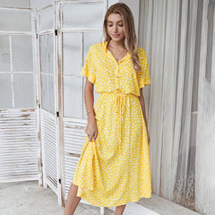 Florienne™ Vintage Waist-Tie Shirt Dress - Calestra