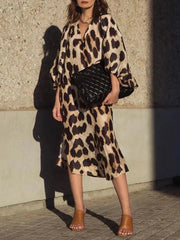 Zarina | Leopard Print V-Neck Maxi Dress - Calestra