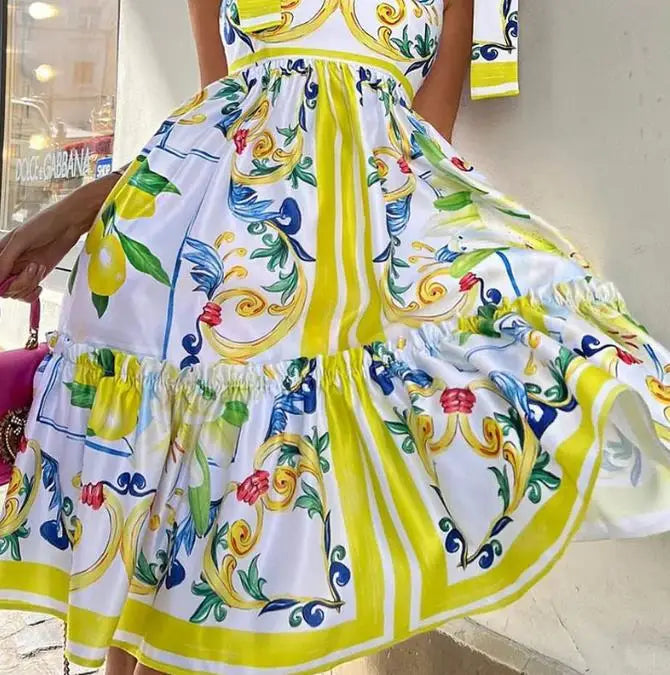 TradeTrends™ | Lace-Up Floral Maxi Dress - Calestra