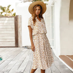 Florienne™ Vintage Waist-Tie Shirt Dress - Calestra