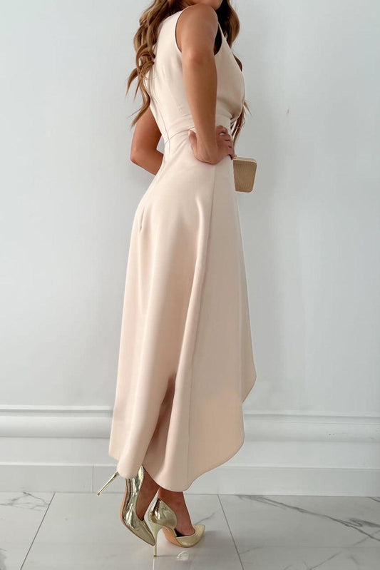 Mandy - Chic Wrap V-Neck Midi Dress - Calestra