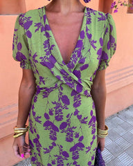 Angelina - Stunning V-Neck Midi Dress - Calestra