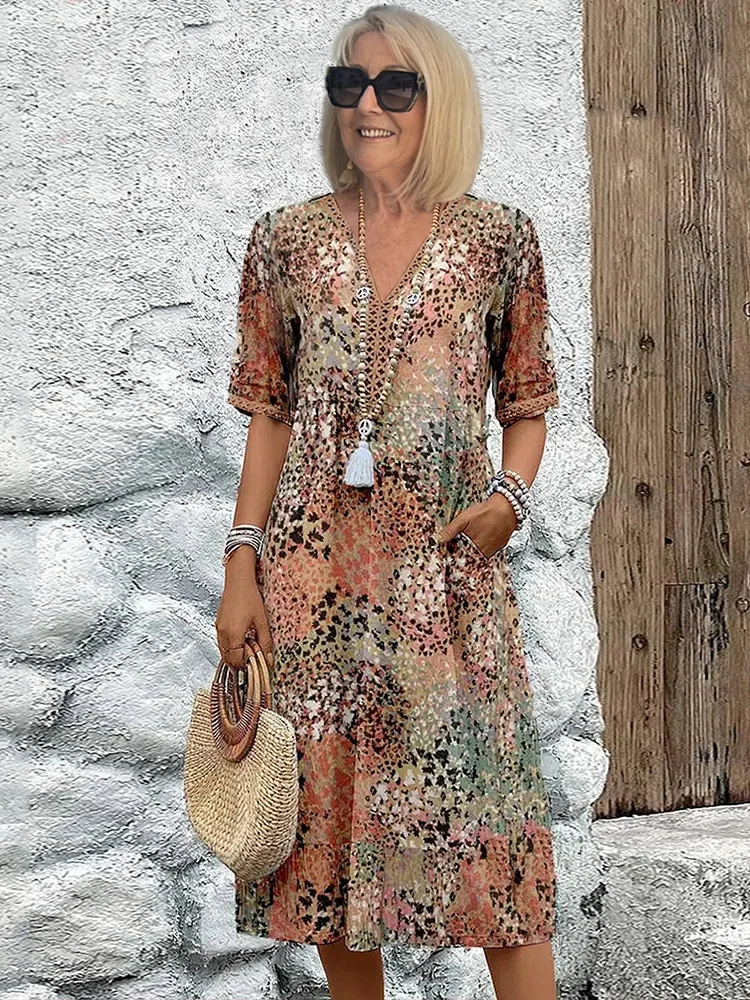 Camille | Vibrant Mid-Length Dress - Calestra