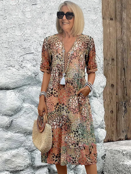 Camille | Vibrant Mid-Length Dress - Calestra